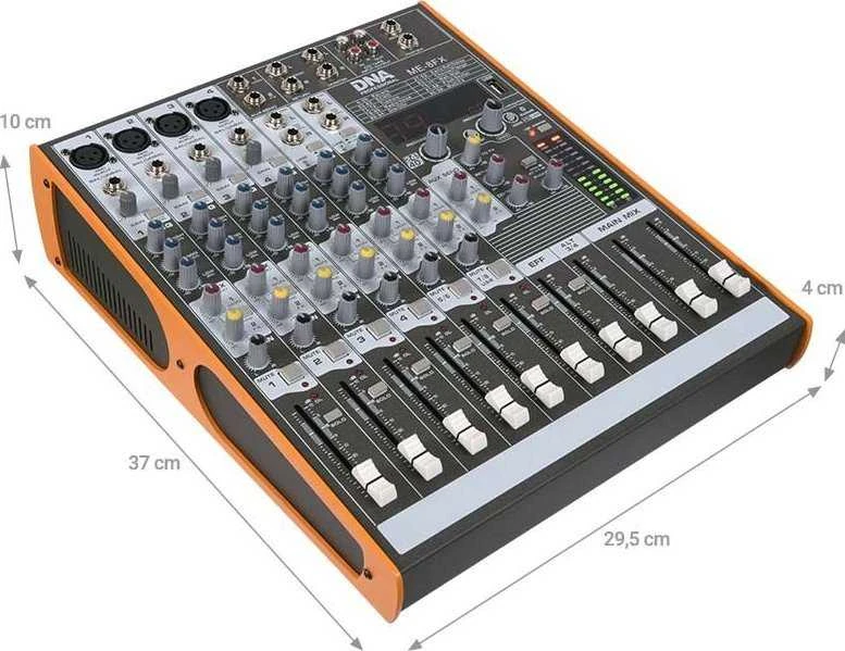 Carruzzo DNA ME-8FX garso maišytuvas, 8 kanalai, USB, Bluetooth