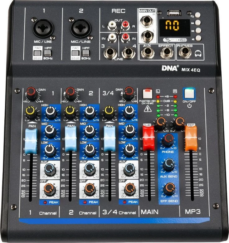 DNR DNA MIX 4 EQ mikser audio USB MP3 Bluetooth analoginis