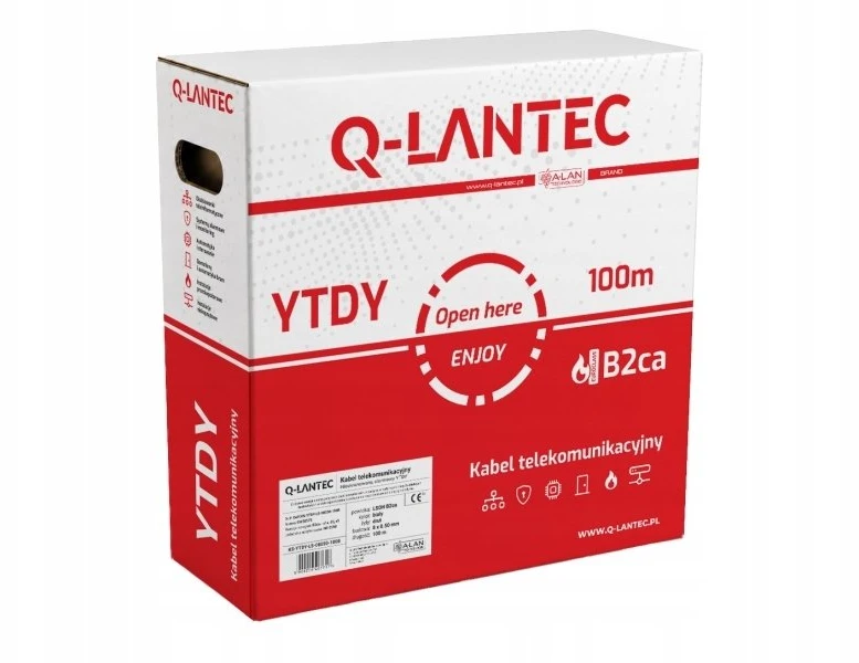 Signalizacijos ir domofono telekomunikacijų kabelis YTDY 6x0.5 LSOH B2ca 100m baltas Q-LANTEC