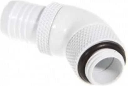 Bitspower jungtis, 45 laipsnių, G1/4 colio AG – 13 mm ID – pasukama, balta
