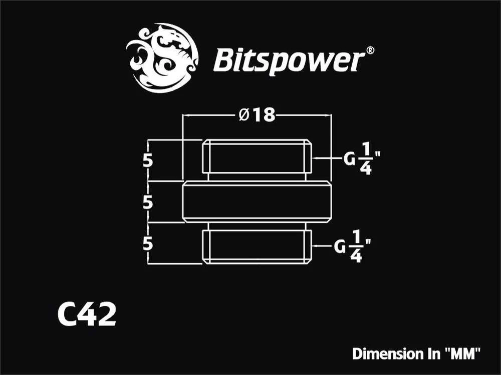 Bitspower Adapteris tiesus G1/4 col. AG į G1/4 col. AG – baltas