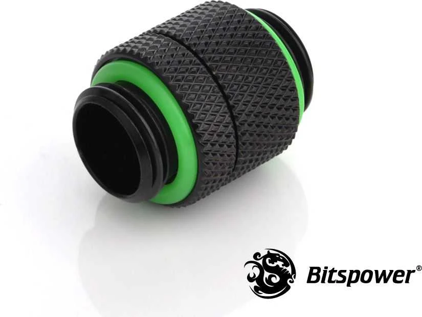 Bitspower adapteris, tiesus G1/4 colio AG į G1/4 colio AG – pasukamas, matinis juodas