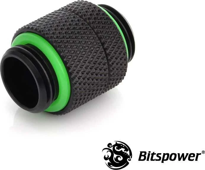 Bitspower adapteris, tiesus G1/4 colio AG į G1/4 colio AG – pasukamas, matinis juodas