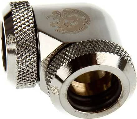 Bitspower Multi-Link adapteris 90 laipsnių 12mm OD iki 12mm OD kietas vamzdelis - blizgus juodas