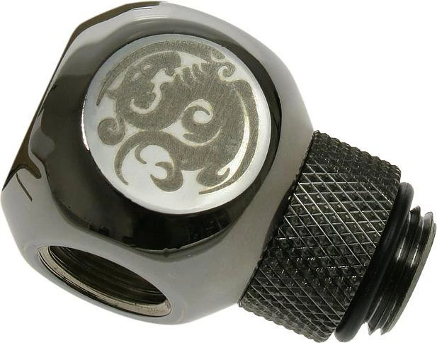 „Bitspower“ Q-Splitter adapteris, skirtas G1/4 colio kištukui į 3x G1/4 colio kištuką, su pasukamu, blizgiu juodu korpusu