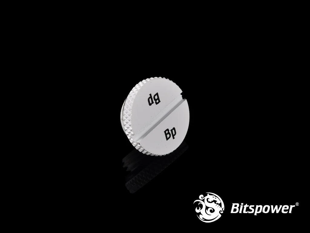 Baltas plokščias G1/4 kamštis su logotipu