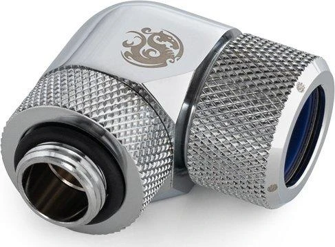 „Bitspower Advanced“ adapteris, 90 laipsnių G1/4 colio kištukas iš kištuko į 14 mm išorinio skersmens kietąjį vamzdį – pasukamas, sujungiamas