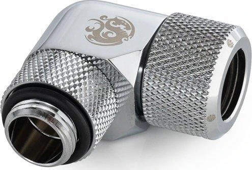 „Bitspower Advanced“ adapteris, 90 laipsnių G1/4 colio moteriškas į 12 mm išorinį kietąjį vamzdį – pasukamas, sujungiamas