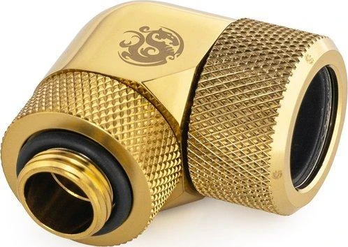 „Bitspower Advanced Multi-Link“ adapteris, 90 laipsnių G1/4 colio BSP ir 16 mm išorinio skersmens kietojo vamzdžio jungtis, pasukama.