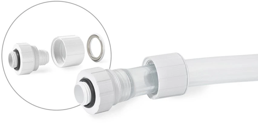 Bitspower Artemis Anschluss gerade G1/4 col. AG auf 16/10mm, drehbar – Arctic baltas