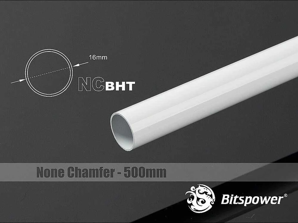 „Bitspower“ žalvarinis kietas vamzdelis be nuožulnos, 16 mm išorinis skersmuo, 500 mm, baltas