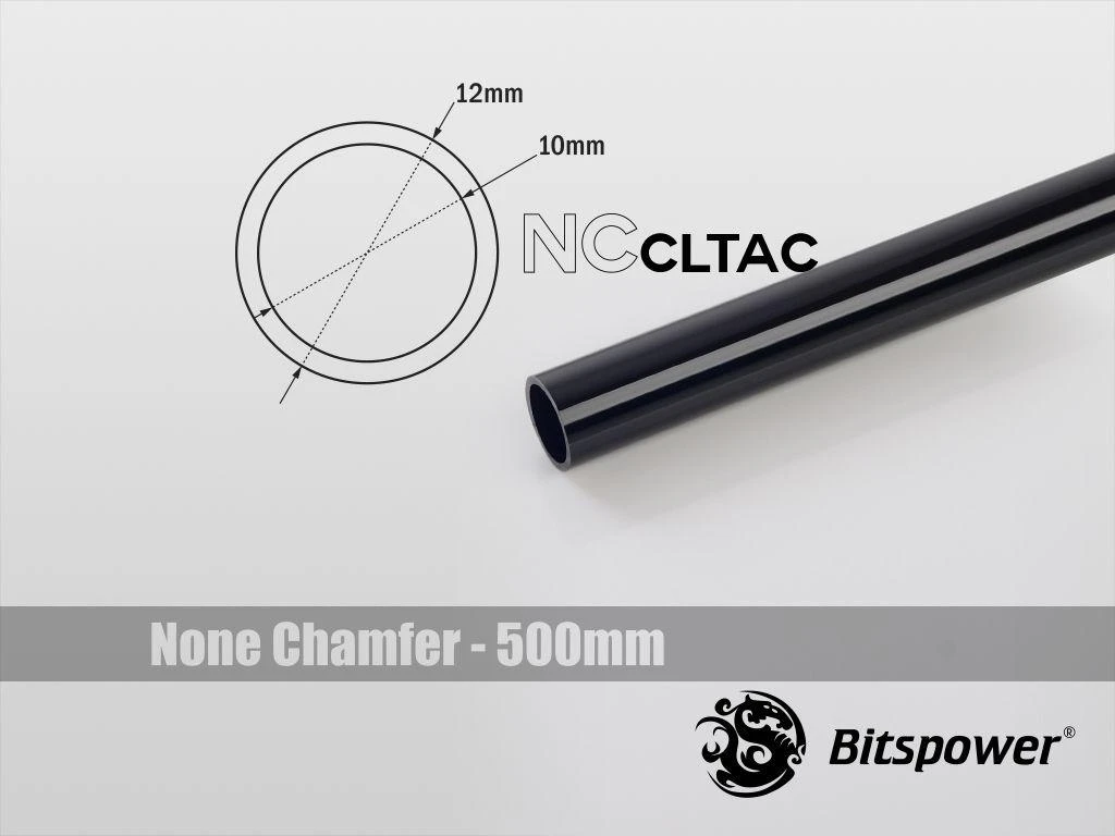 Bitspower Crystal Link Tube 12/10mm, Länge 500mm – juodas