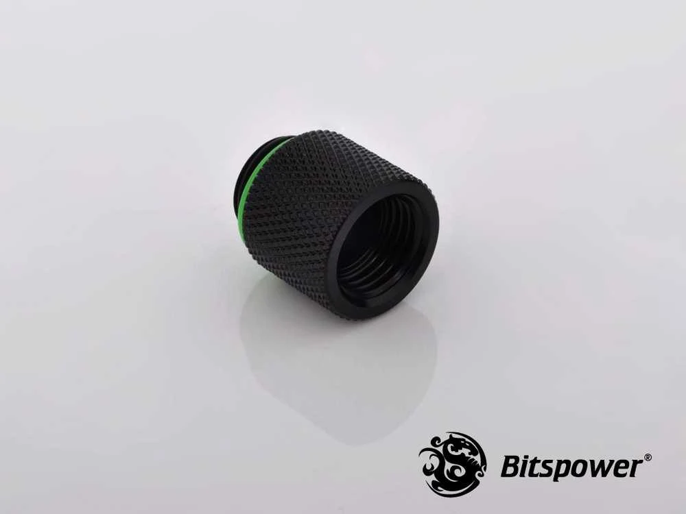 Bitspower adapteris G1/4 colio AG į G1/4 colio IG – 15 mm, matinis juodas