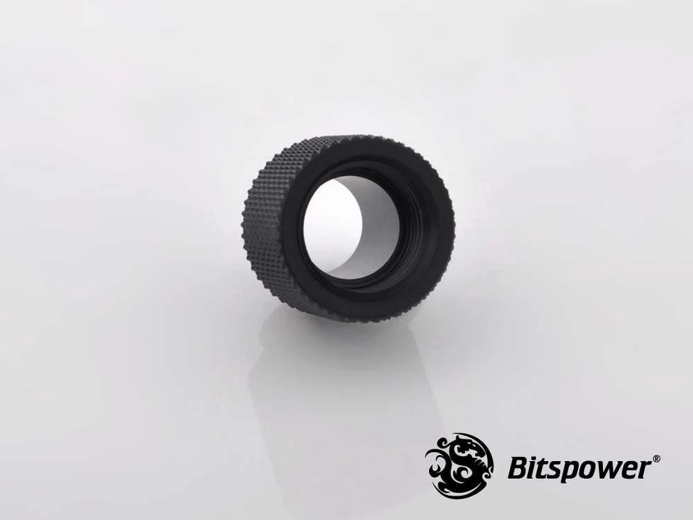 Bitspower adapteris G1/4 colio kištukas į G1/4 colio kištuką – 15 mm, juodos spalvos