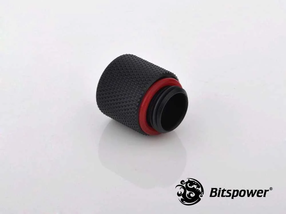 Bitspower adapteris G1/4 colio kištukas į G1/4 colio kištuką – 15 mm, juodos spalvos