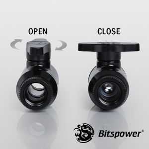 „Bitspower“ uždarymo vožtuvas 1x IG 1/4 sriegio ☐ 1x G1/4 sriegio AG, pasukamas ☐ matinis juodas