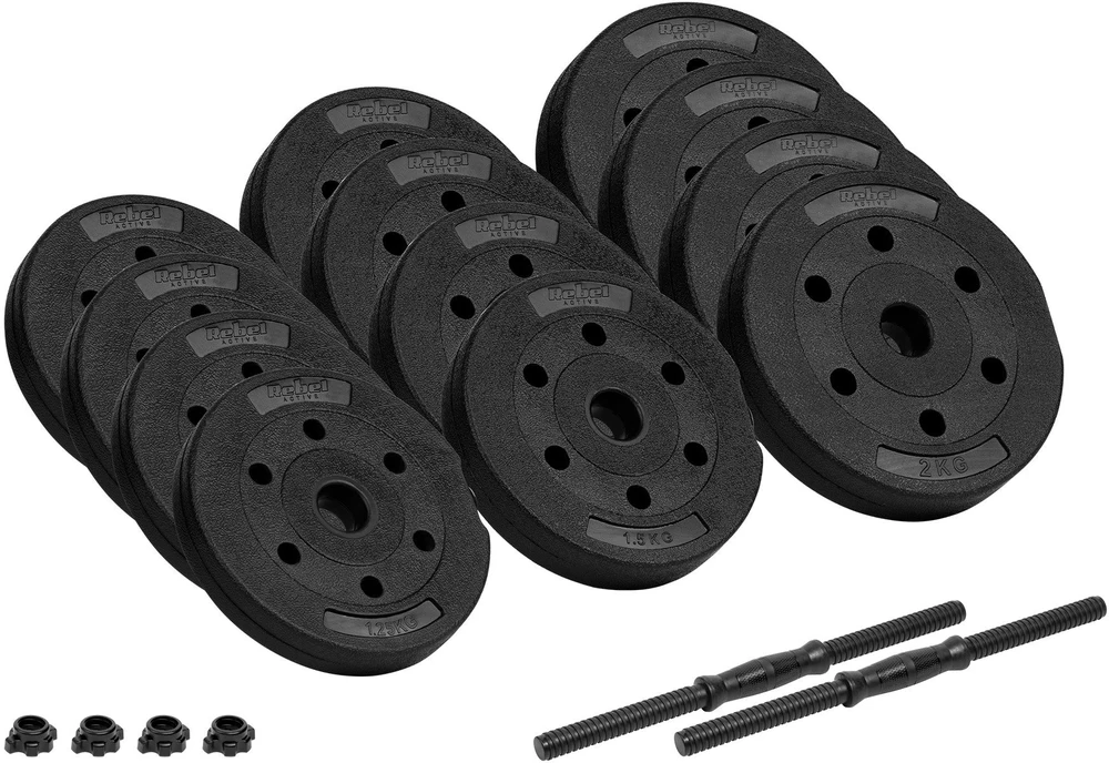 Hantle Bituminiai reguliuojamo svorio hanteliai 2x10kg REBEL ACTIVE