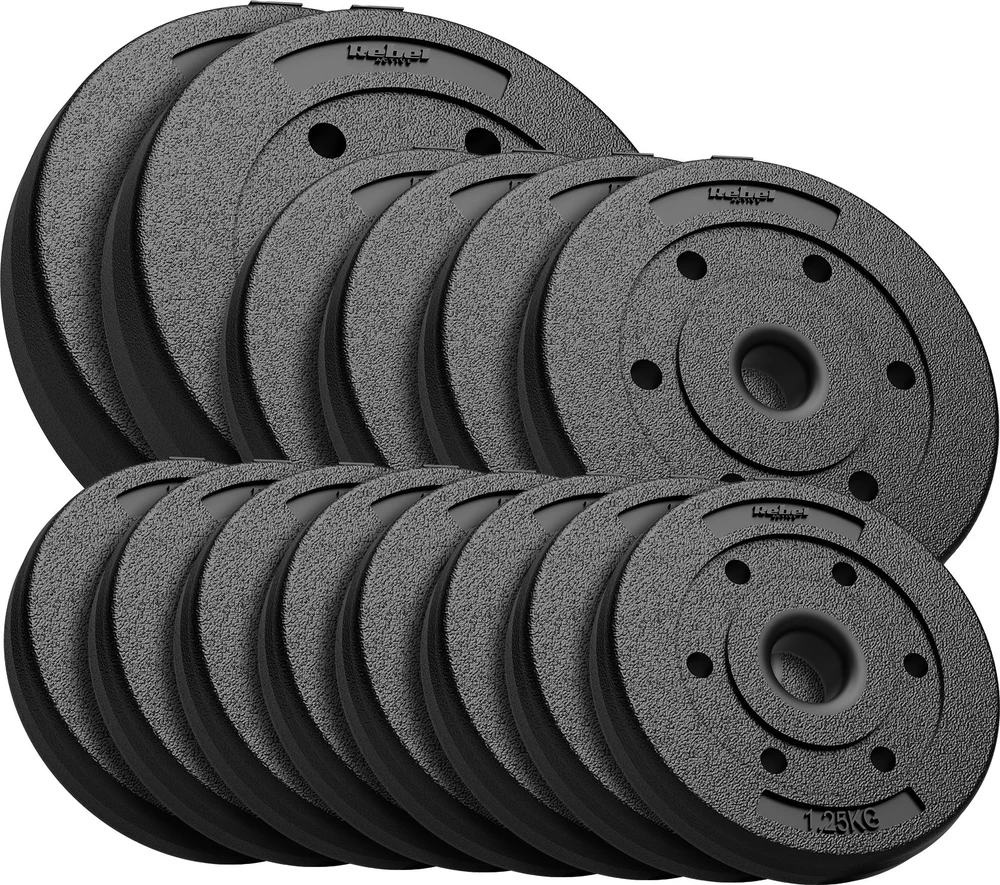 Bituminių apkrovų rinkinys 30kg (8x1.25kg + 4x2.5kg + 2x5kg), skylė 31mm, REBEL ACTIVE