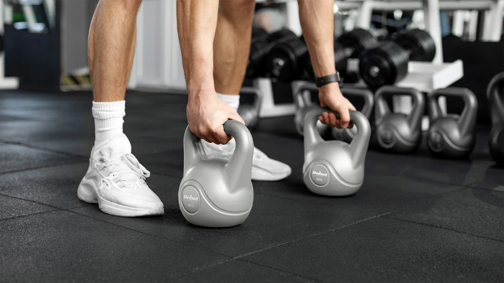 REBEL ACTIVE Kettlebell bituminous pilka 12 kg