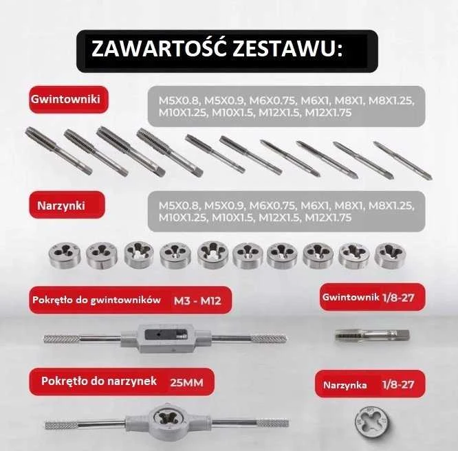 Bituxx Sriegimo ir sriegimo įrankių rinkinys 24 vnt. (M5-M12) metalinis lagaminas