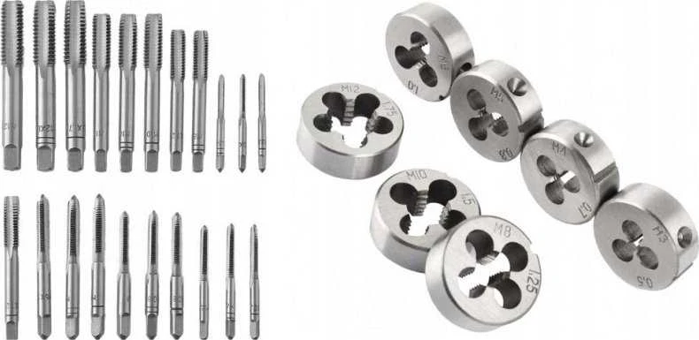 Bituxx Čiaupų ir sriegimo įrankių rinkinys 32 vnt. (M3-M12) metalinis lagaminas