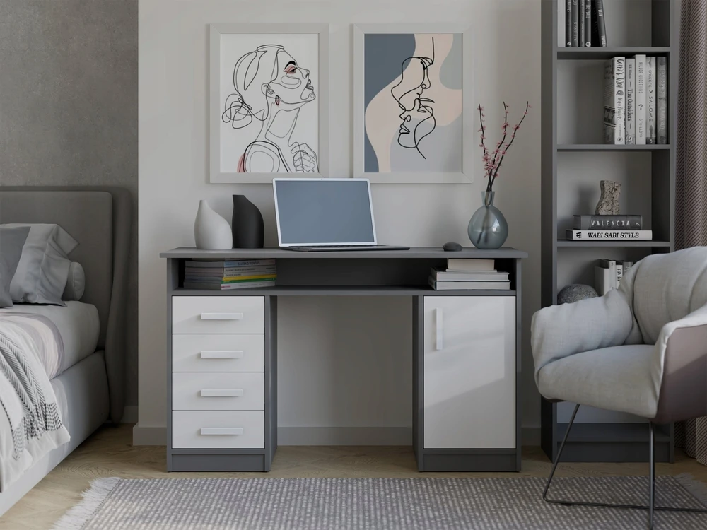 Antracitinio spalvos rašomasis stalas 125 cm x 55 cm