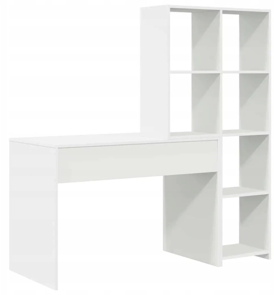 Stalas su lentyna Balta 138,5 x 55 x 143 cm Apdirbta mediena