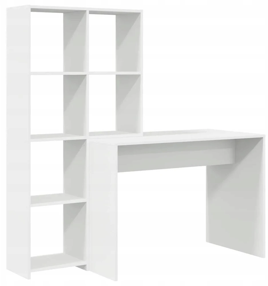 Stalas su lentyna Balta 138,5 x 55 x 143 cm Apdirbta mediena