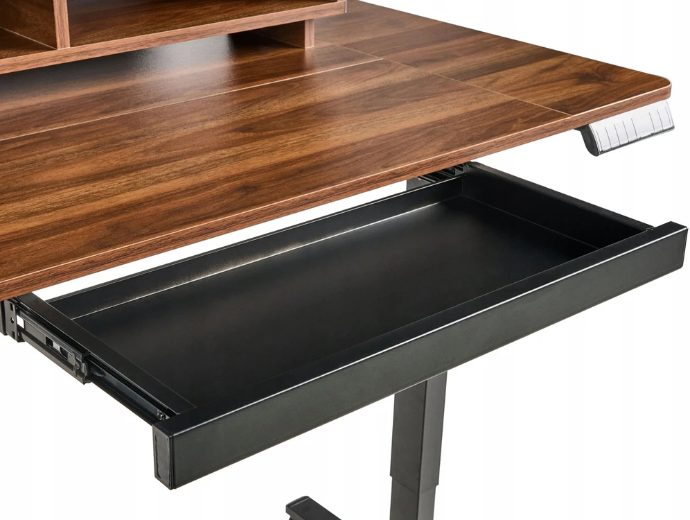 Beliani Elektriškai reguliuojamas stalas LUCAMA, rudas ir juodas, 120 x 60 cm su USB jungtimi