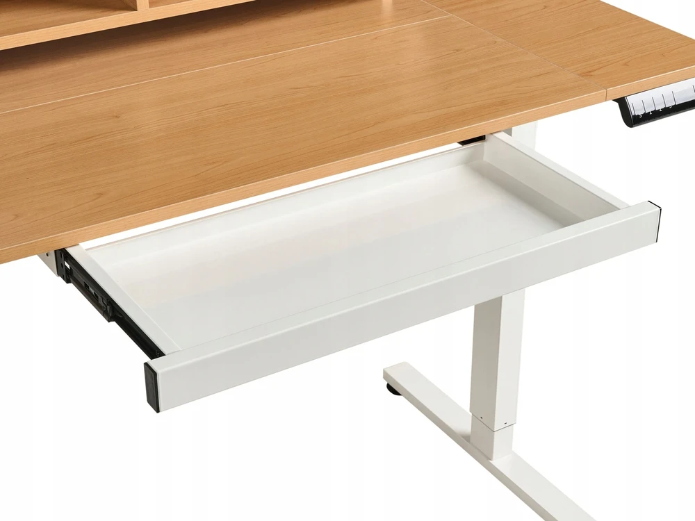 Beliani Elektriškai reguliuojamas stalas LUCAMA šviesiai ruda/balta 120 cm 60 cm su USB jungtimi