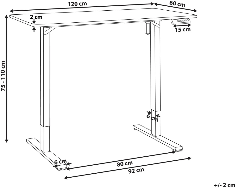 Beliani Elektriškai reguliuojamas stalas TAVARES, baltas, 120 cm x 60 cm