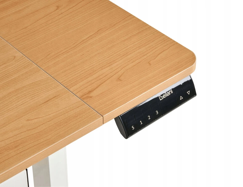 Beliani Elektriškai reguliuojamas stalas LUCAMA šviesiai ruda/balta 120 cm 60 cm su USB jungtimi