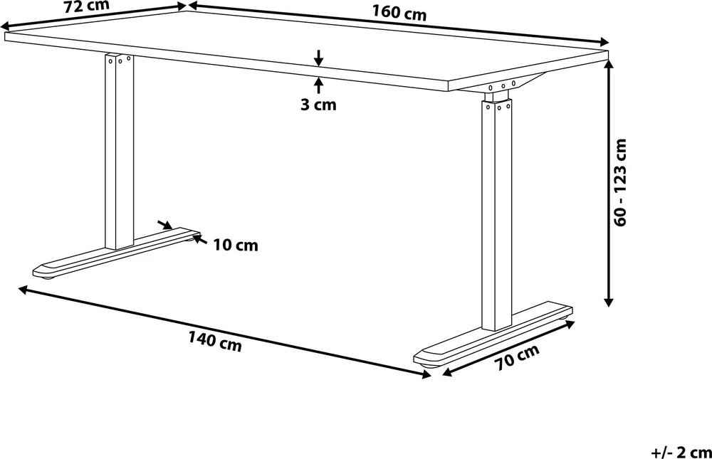 Beliani Elektriškai reguliuojamas stalas DESTIN II juodas 160 cm 72 cm