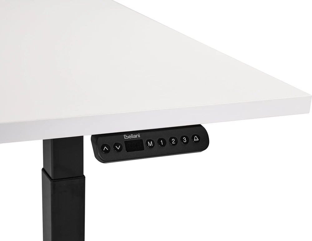 Beliani Reguliuojamo aukščio stalas DESTINES baltas/juodas 160 cm 72 cm