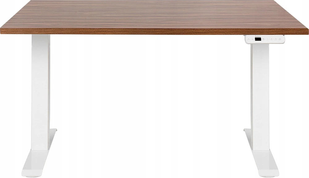 Beliani Elektriškai reguliuojamas stalas DESTINES rudas/baltas 120 cm 72 cm