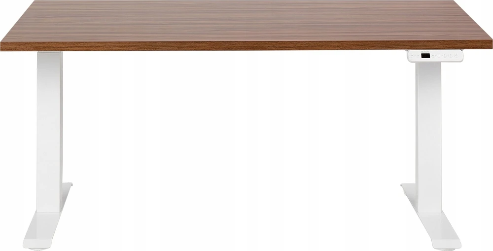 Beliani Elektriškai reguliuojamas stalas DESTINES rudas/baltas 160 cm 72 cm