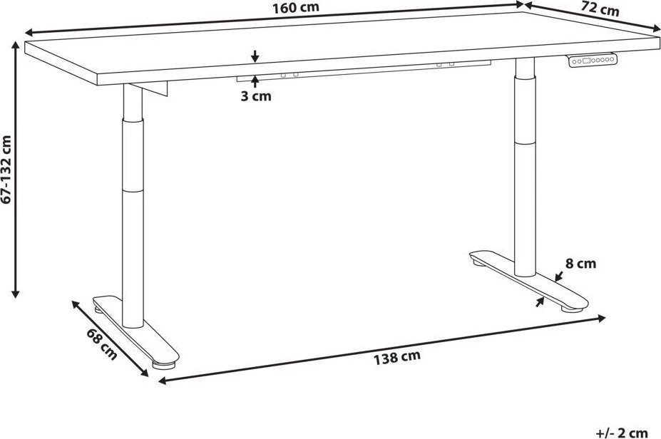 Beliani Elektriškai reguliuojamas stalas DESTINAS baltas/juodas 160 cm 72 cm