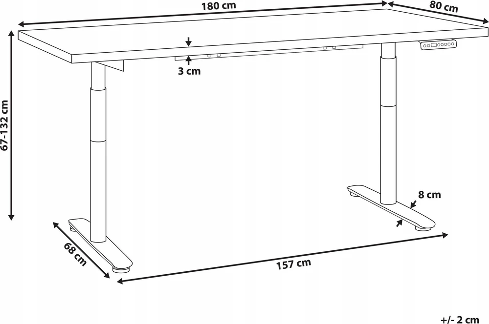 Beliani Elektriškai reguliuojamas stalas DESTINAS, juodas/baltas, 180 cm x 80 cm