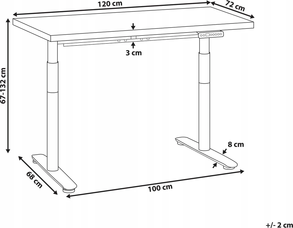 Beliani Elektriškai reguliuojamas stalas DESTINAS, rudas/baltas, 120 cm x 72 cm