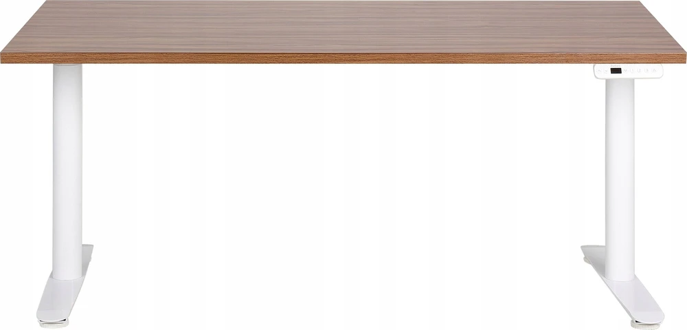 Beliani Elektriškai reguliuojamas stalas DESTINAS, rudas / baltas, 160 cm, 72 cm