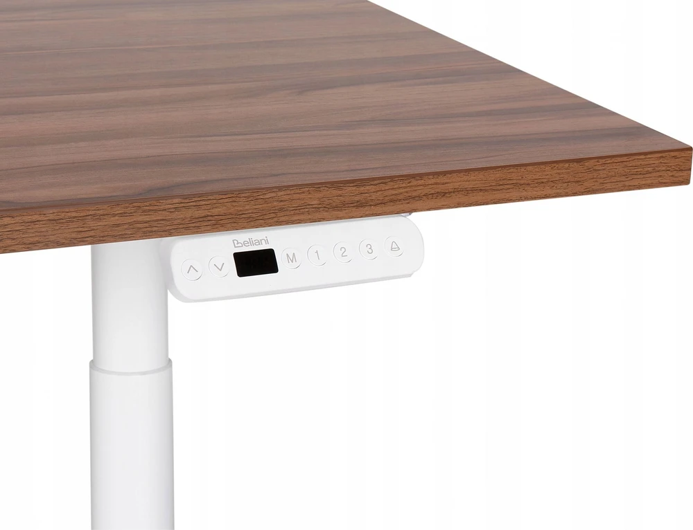 Beliani Elektriškai reguliuojamas stalas DESTINAS, rudas / baltas, 160 cm, 72 cm