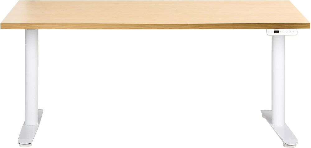 Beliani Elektriškai reguliuojamas stalas DESTINAS, šviesiai ruda / balta, 160 cm x 72 cm