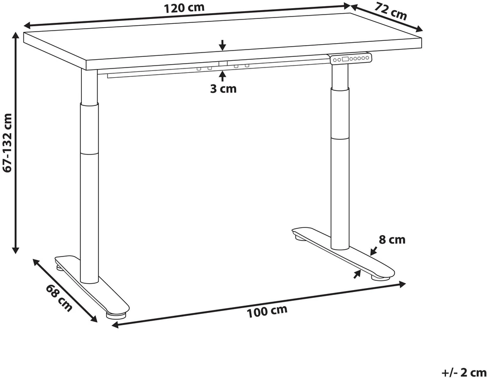 Beliani Elektriškai reguliuojamas stalas DESTINAS pilkas/juodas 120 cm 72 cm