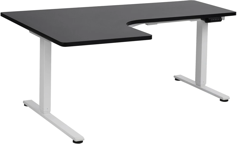 Beliani Kampinis elektra reguliuojamas stalas DESTINES juodas/baltas 160 cm 109 cm kairinis