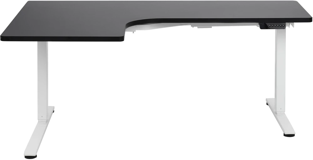 Beliani Kampinis elektra reguliuojamas stalas DESTINES juodas/baltas 160 cm 109 cm kairinis