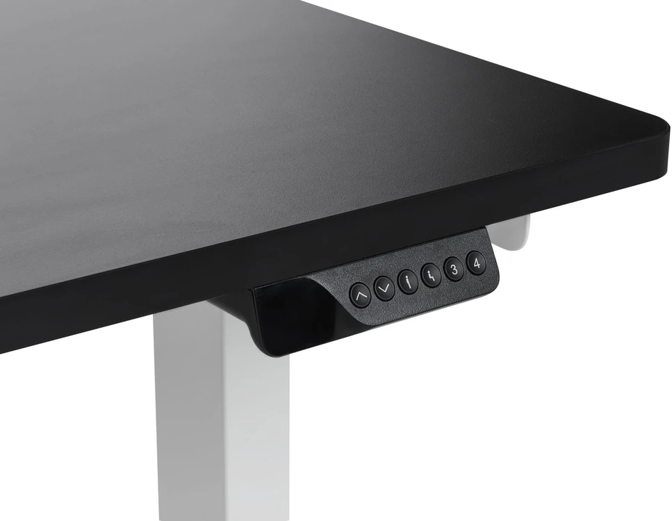 Beliani Kampinis elektra reguliuojamas stalas DESTINES juodas/baltas 160 cm 109 cm kairinis