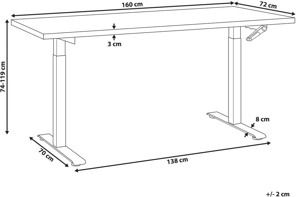 Beliani Rankiniu būdu reguliuojamas stalas DESTINES juodas 160 cm 72 cm