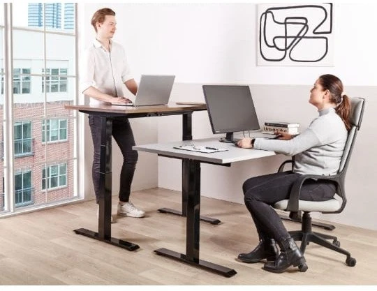 Beliani Elektriškai reguliuojamas stalas DESTINES pilkas/juodas 120 cm 72 cm