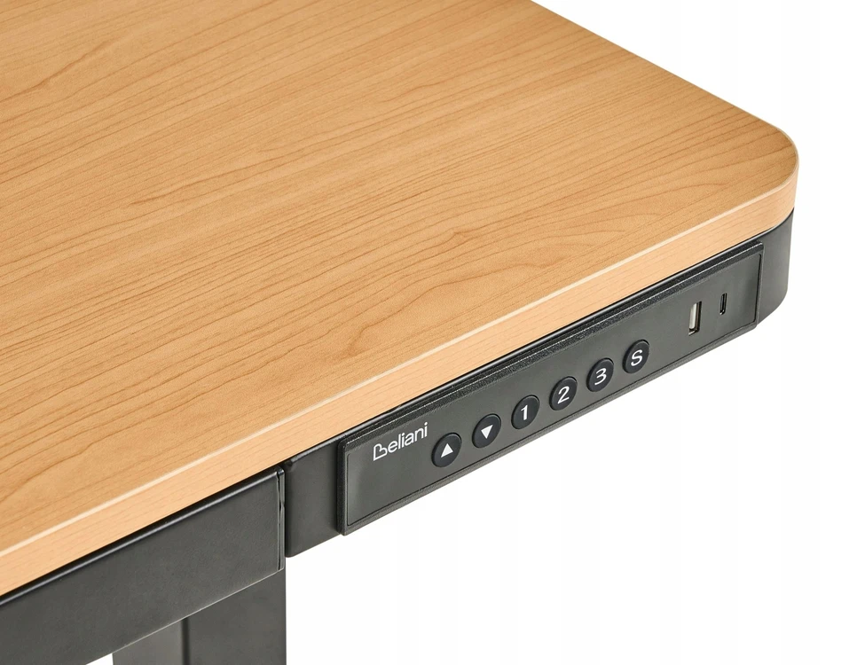Beliani Elektriškai reguliuojamas stalas PENLY juodas / šviesiai rudas 120 cm 60 cm su USB jungtimi