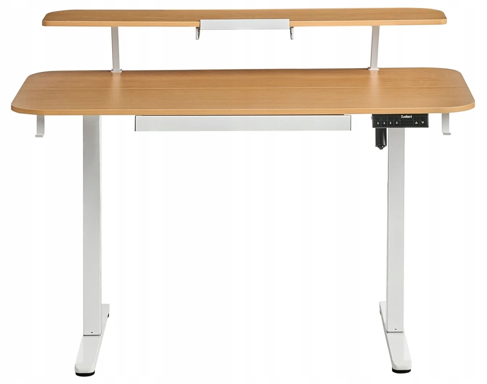 Beliani Elektriškai reguliuojamas stalas WILBANKS šviesiai rudas / baltas 120 cm 60 cm su USB jungtimi